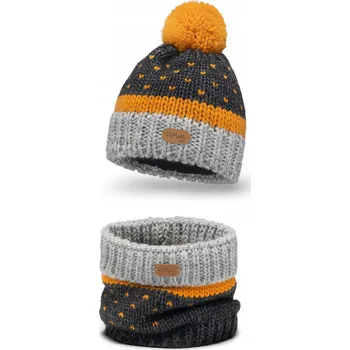 Čepice Dětská zimní souprava: Čepice s bambulí, zateplená fleecem + Nákrčník (nákrčník)