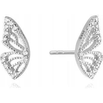 Náušnice STŘÍBRNÉ NÁUŠNICE ryzost 925 MOTÝLÍ KŘÍDLA ZIRKONY