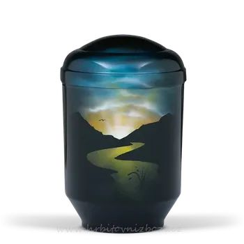 Smuteční dekorace Ocelová urna motiv řeka airbrush