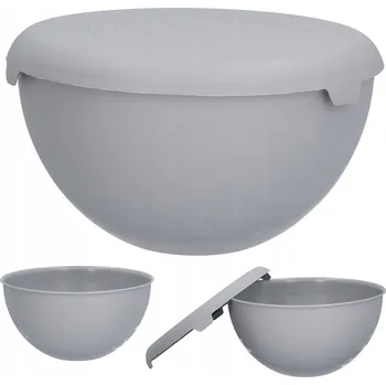 Velká plastová mísa s víkem 6l do kuchyně na salát, chipsy, šedá, 29 Cm
