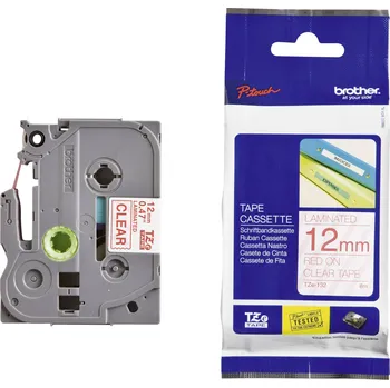 Papír pro tiskárny páska do štítkovače Brother TZe, TZ TZe-132 plast Barva pásky: transparentní Barva písma:červená 12 mm 8 m