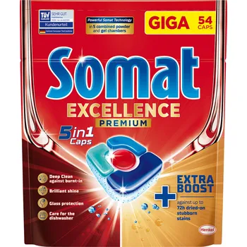 Tableta do myčky Kapsle do myčky nádobí Somat Excellence Premium 5v1 - 54 ks
