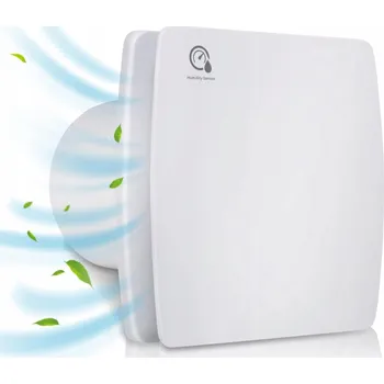 Domácí ventilátor Tichý koupelnový ventilátor 100mm s časovačem, vlhkostním senzorem + Zpětná klapka