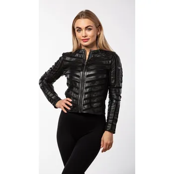 Dámská větrovka Černá dámská letní kožená bunda MWTSURI DB Velikost XL