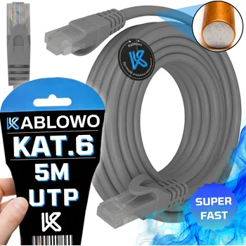 Síťový kabel Patchcord Roter U/UTP 6 RJ45 / RJ45 5 m šedý