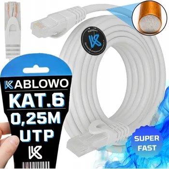 Síťový kabel KABEL LAN Síťový RJ45 CCA Ethernet Kat.6 CAT U/UTP 0,25M LANBERG