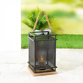 kempingová lampa Gilde Kovová lucerna s výpletem 497632