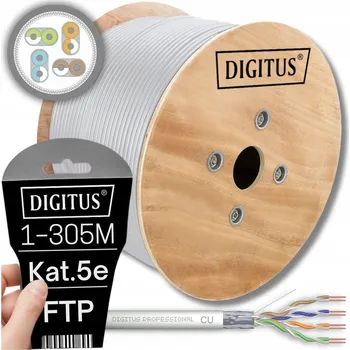 Síťový kabel SÍŤOVÝ KABEL KROUCENÁ DVOULINKA LAN RJ45 F/UTP KAT.5E CAT.5E 1M DIGITUS