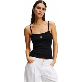 KARL LAGERFELD Černý dámský top Ikon Patch Tank Top L