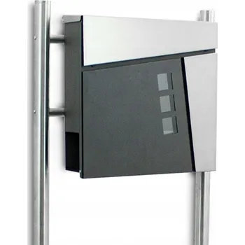 Poštovní schránka Šedá poštovní schránka Bituxx Poštovní schránka a držákem na noviny