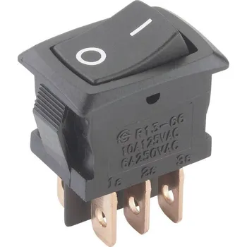 vypínač TRU COMPONENTS 1587831 kolébkový spínač TC-R13-166PB-02 250 V/AC 6 A 2x zap/zap s aretací 1 ks