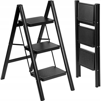 Žebřík ŽEBŘÍK SKLÁDACÍ ŽEBŘÍK DO KUCHYNĚ 3-STUPŇOVÝ, KOVOVÝ, OCELOVÝ 150