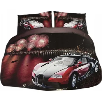 Povlečení SADA POVLEČENÍ 160X200 SATÉN +2 POVLEČENÍ 70X80 SPORTOWY SAMOCHÓD BUGATTI