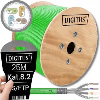 Síťový kabel KABEL DRÁT DCA KROUCENÁ DVOUlinka SFTP KAT.8.2 LS0H 25M DIGITUS