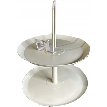 Podnos dvouúrovňová kovová etažérka béžová 36 cm