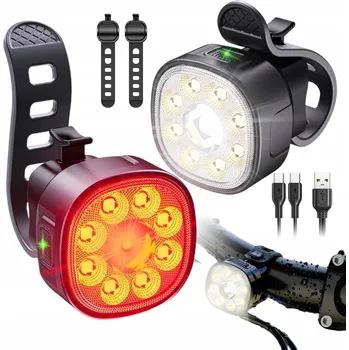 Cyklosvítilna 2 KS SVĚTLO NA KOLO PŘEDNÍ ZADNÍ IP65 VODĚODOLNÉ USB PRO KOČÁREK KOLOBĚŽKU