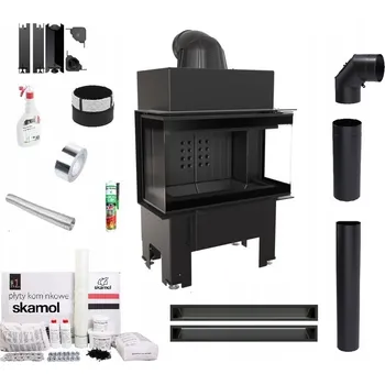 Krbová vložka Krbová vložka Kratki NBC 7 kW teplovzdušná černá třístranná