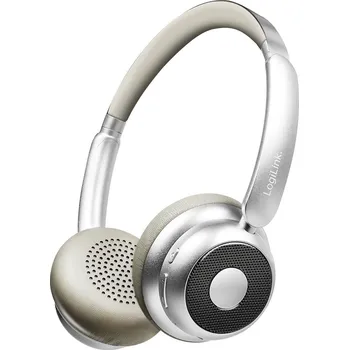 Sluchátka LogiLink BT0072BR sluchátka uzavřená (Over Ear) Bluetooth® stříbrná