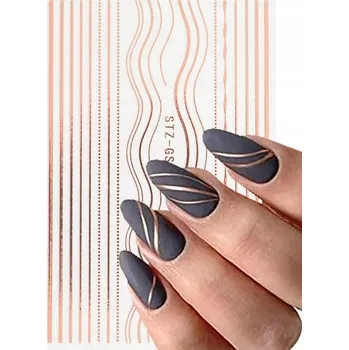 Přípravek na nehty NÁLEPKY NA NEHTY OZDOBA PROUŽKY RŮŽOVÉ ZLATO