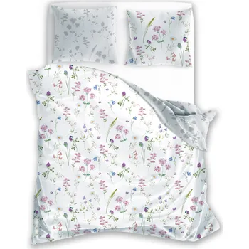 Povlečení Bavlněné saténové povlečení Milagro Verde 013 220x200 cm + 2x 70x80 cm bílé/šedé