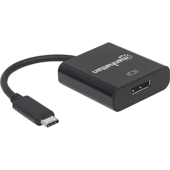 Audio kabel Manhattan 152020 DisplayPort / USB adaptér [1x USB 3.1 zástrčka C - 1x zásuvka DisplayPort] černá barevně rozlišený, flexibilní provedení, fóliové stínění, UL