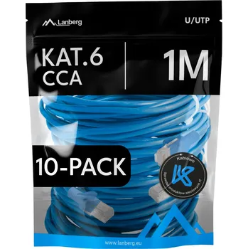 Síťový kabel 10X KABEL LAN Síťový RJ45 CCA Ethernet Kat.6 CAT U/UTP 1m LANBERG