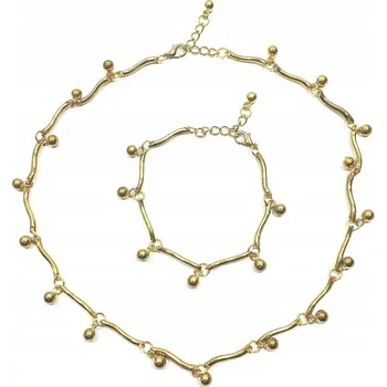 Souprava šperků Zlatá souprava šperků NÁHRDELNÍK a náramek s korálky