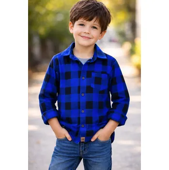 Chlapecká košile Chlapecká kostkovaná košile – modro-černá MiMi 116 / 6 let