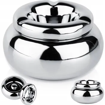 Popelník Popelník dolomitový stříbrný kulatý 11 cm