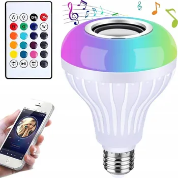 Žárovka BAREVNÁ LED ŽÁROVKA RGB S BLUETOOTH REPRODUKTOREM A DÁLKOVÝ OVLADAČ