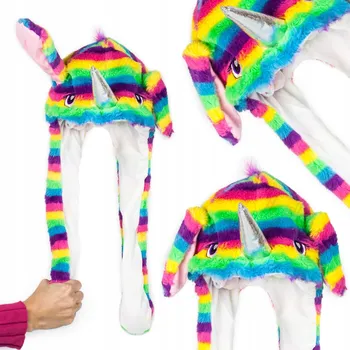 Čepice ČEPICE hýbající se uši JEDNOROŽEC KOSTÝM kigurumi LED COSPLAY ANIME