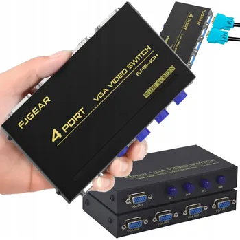 Přepínač D-SUB VGA 4x1 rozbočovač video signálu, 4 porty, tlačítkové ovládání