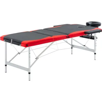 Masáž vidaXL Skládací masážní stůl se 3 zónami hliník černý a červený