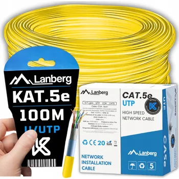 Síťový kabel SÍŤOVÝ KABEL KROUCENÁ DVOULINKA LAN RJ45 UTP KAT.5E CAT.5E 100M SÍŤ LANBERG