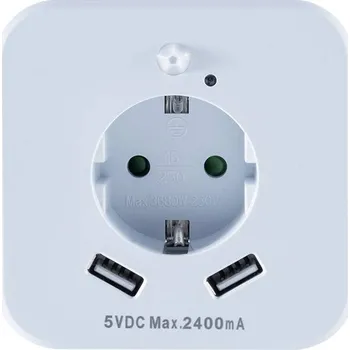 Noční světlo InnTec SLED02 LED noční světlo s PIR senzorem LED teplá bílá bílá, schuko zásuvka