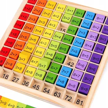 Dřevěná hračka DŘEVĚNÁ TABULKA NÁSOBENÍ pro VÝUKU počítání