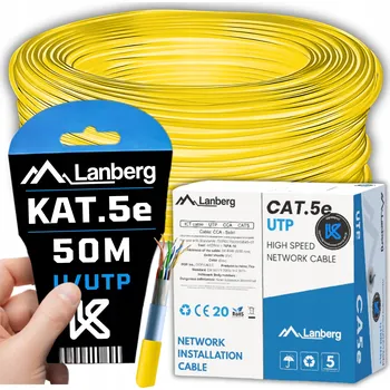 Síťový kabel SÍŤOVÝ KABEL KROUCENÁ DVOULINKA LAN RJ45 UTP KAT.5E CAT.5E 50M SÍŤ LANBERG