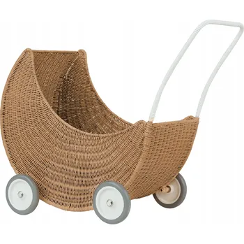 Kočárek pro panenku Olli Ella Ratanový kočárek pro panenky Moon Natural