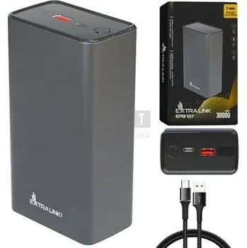 Powerbanka Powerbanka 30000mAh Stříbrná 65W PD USB-C Extralink