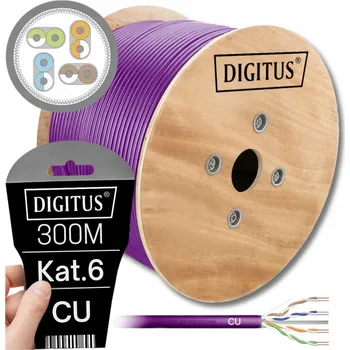 Síťový kabel SÍŤOVÝ KABEL KROUCENÁ DVOULINKA LAN RJ45 U/UTP KAT.6 LS0H B2CA 300M DIGITUS