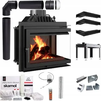 Krbová vložka KOMÍNOVÁ VLOŽKA ROHOVÁ LITINOVÁ SIMPLE PRAVÁ 8 EKO KOMPLETNÍ SADA
