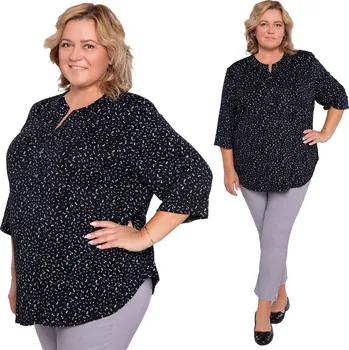 Dámská halenka Černá halenka s bílým vzorem plus size velikost 50