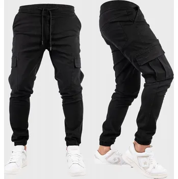 Pánské kalhoty Pánské kalhoty JOGGERY kapsáče ČERNÉ LORESTO vel.33