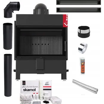 Krbová vložka KRBOVÁ VLOŽKA LUCY 14 kW ČERNÁ OCELOVÁ EKODESIGN SADA