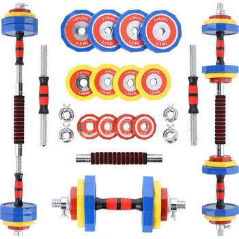 Sada 2v1 chromované činky s nastavitelnou hmotností a spojovací tyčí na posilovací tyč 20 kg SKC20 HMS