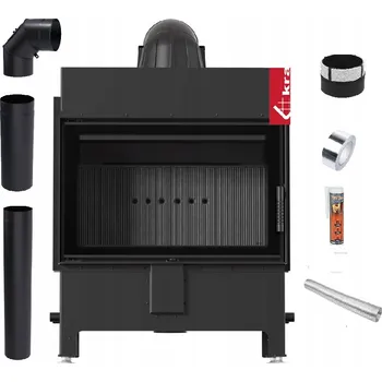 Krbová vložka KRBOVÁ VLOŽKA LUCY 14 kW ČERNÁ OCELOVÁ EKODESIGN SADA
