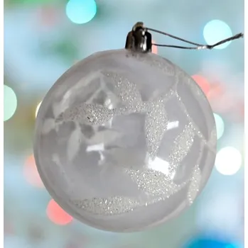 Vánoční dekorace Vánoční Koule ozdobená průhledná 8 cm