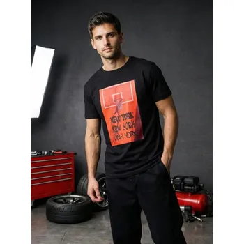 Pánské tričko Sinsay - Bavlněné oversize tričko s potiskem - černá - 258HL-99X - 258HL-99X-3XL