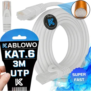 Síťový kabel KABEL LAN Síťový RJ45 CCA Ethernet Kat. 6 U/UTP 3m LANBERG