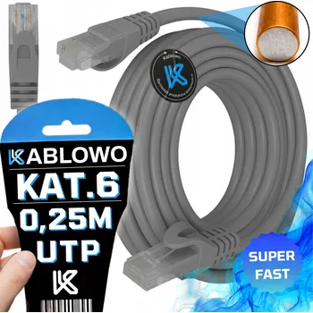 Síťový kabel Patchcord Roter U/UTP 6 RJ45 / RJ45 0,25 m šedý